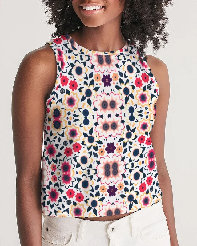 Abstract flower pattern Women's All-Over Print Cropped Tank