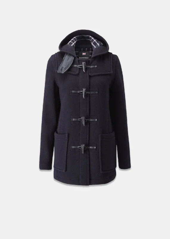 Short Slim Fit Duffle Coat Navy Check