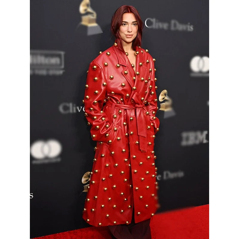 Pre-grammy Gala Dua Lipa Pre-grammy Studded Coat