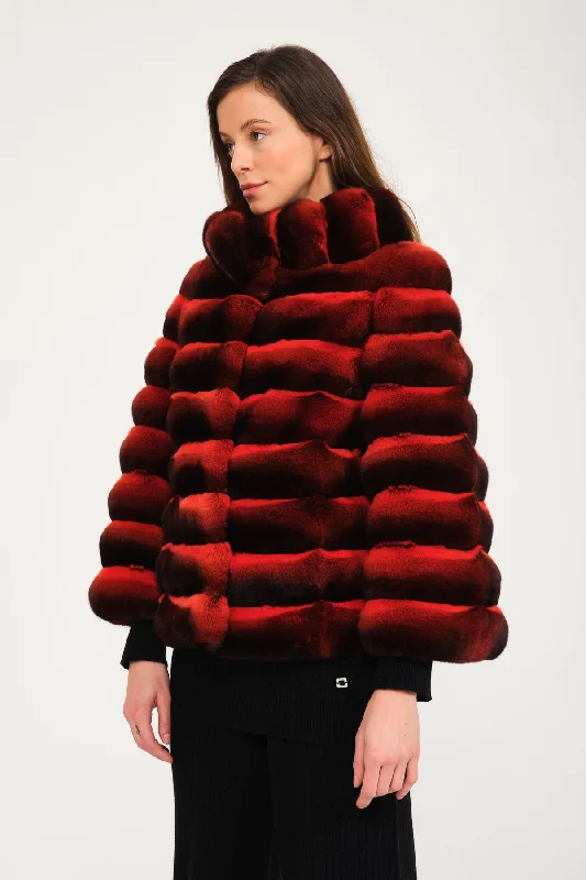 Red Chinchilla Fur Coat