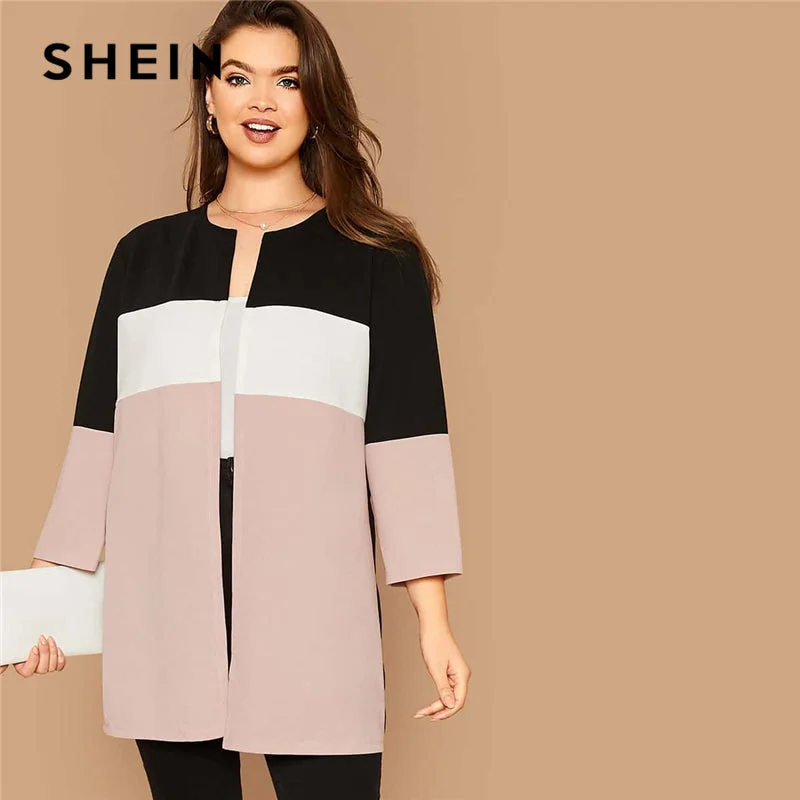 SHEIN Plus Cut-and-sew Open Front Coat Women