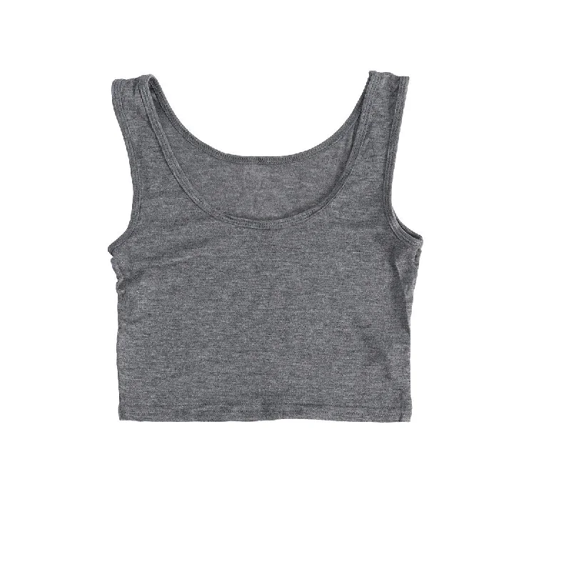 Women Fashion Sports Vest Tank Top Vest Camisole Crop Shirt T Shirt (Dark Grey)