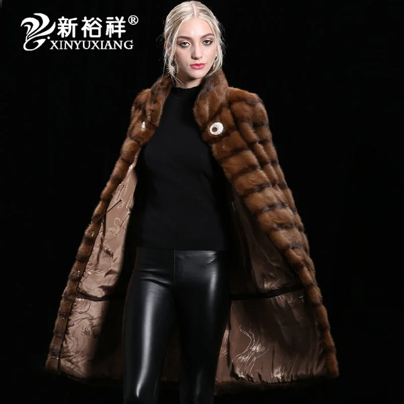 XIN YUXIANG Women Real Mink Fur coat Winter Genuine Mink Fur Clothes 2017 Thick long warm Fur Jacket Women Customizable