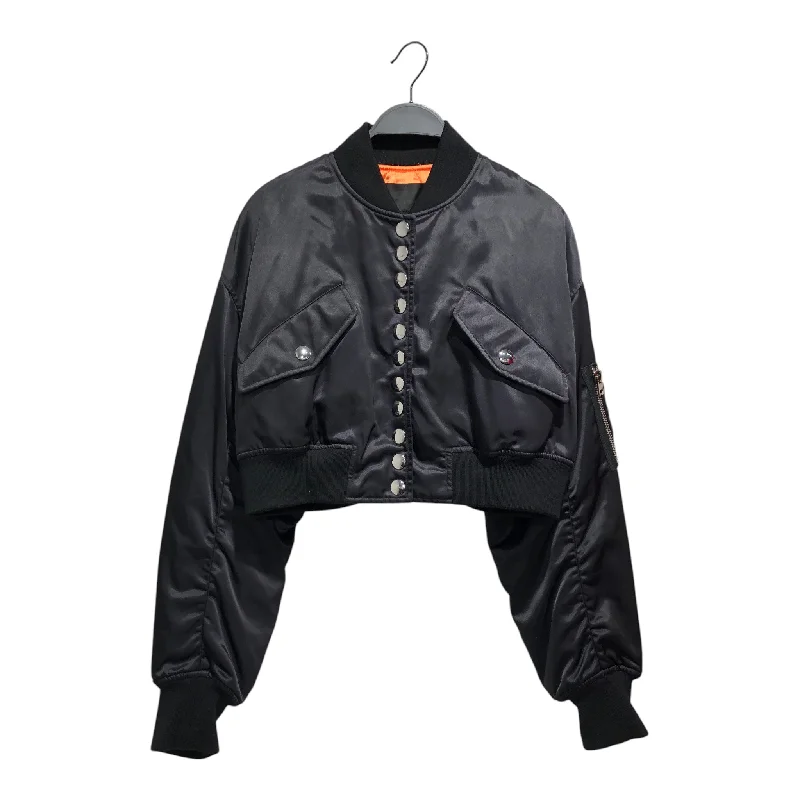 Alexander Wang/Blouson/S/Polyester/BLK/No Collar/Cropped Bomber Orange Lining