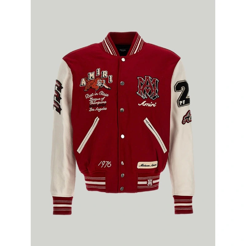 Amiri Red Letterman Varsity Jacket