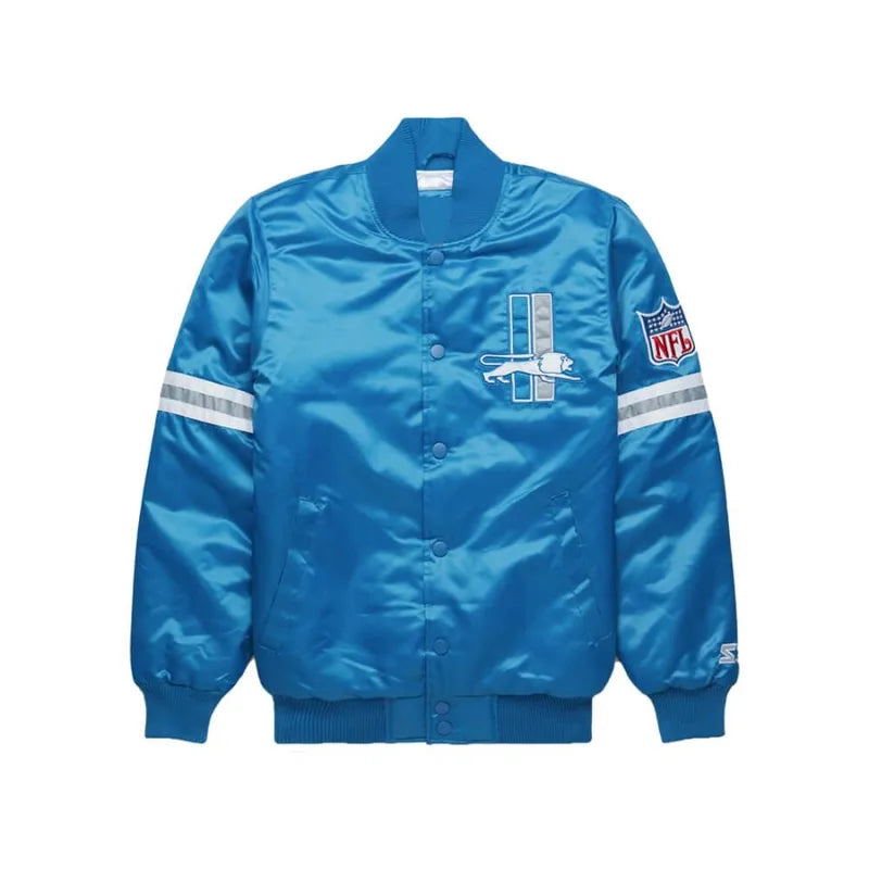 Detroit Lions Starter Blue Satin Jacket