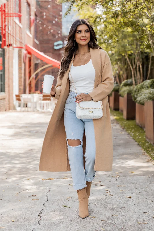 Go Where You Choose Tan Long Cardigan