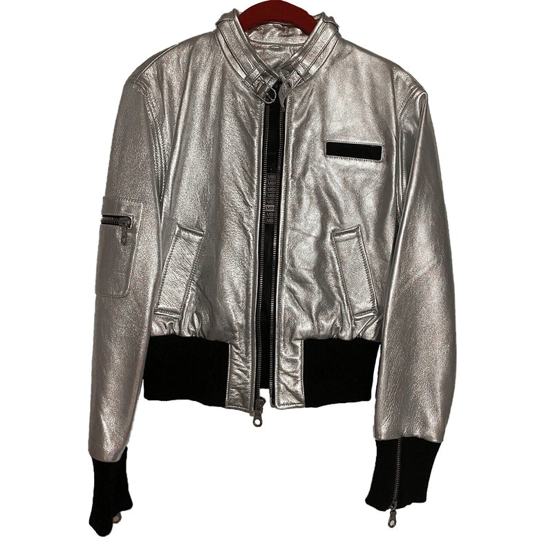 Hannah Montana Miley Cyrus Silver Bomber Jacket