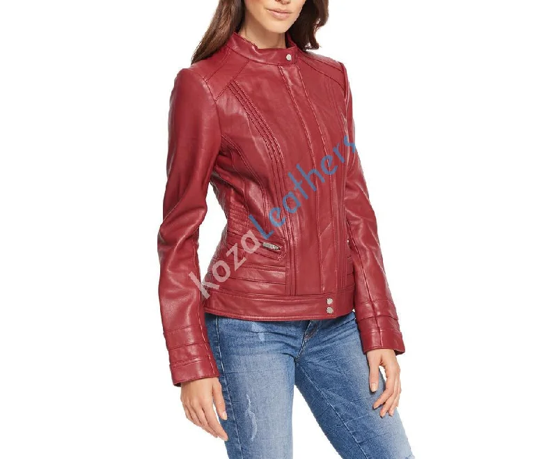 Koza Leathers Women's Real Lambskin Leather Bomber Jacket KW103