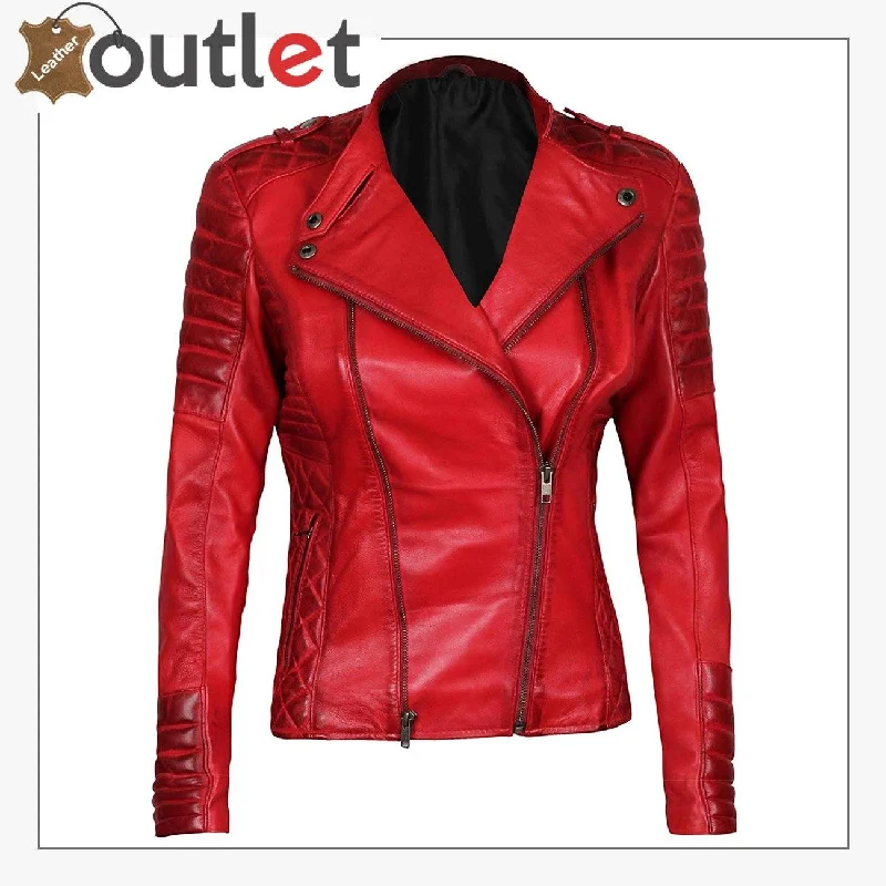 Premium Lambskin Leather Bomber Jacket For Women