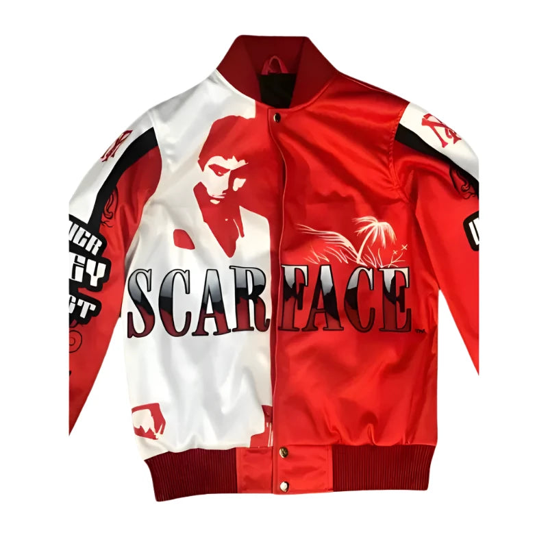 Scarface Satin Orange Satin Varsity Jacket