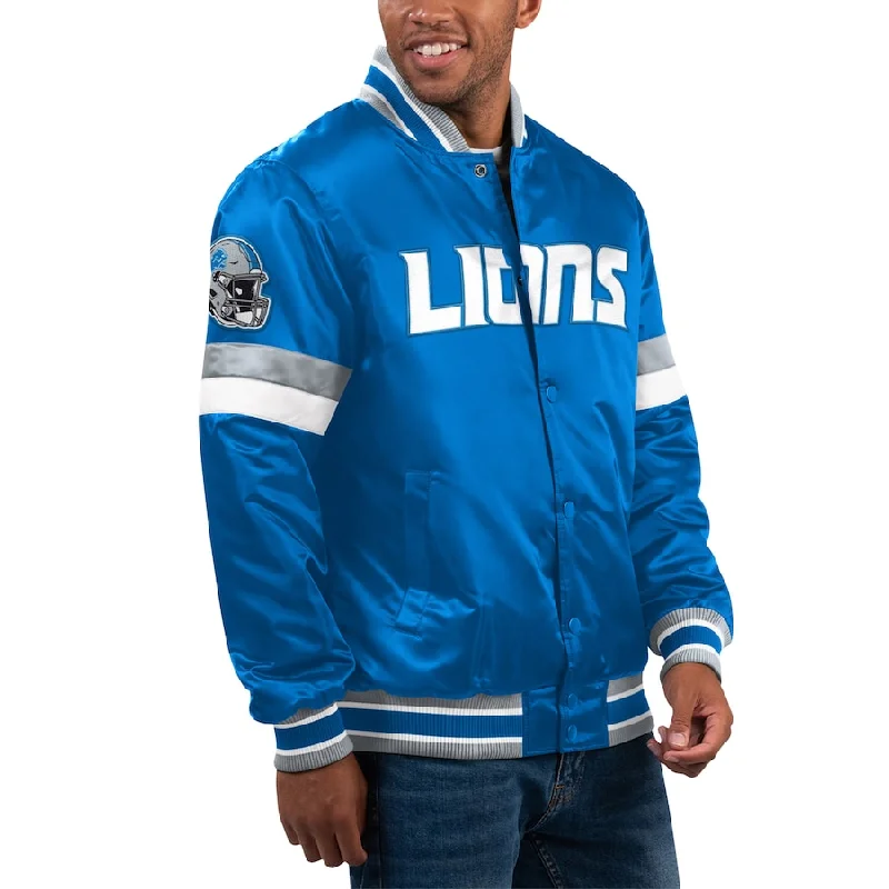 Starter Blue Detroit Lions Varsity Jacket