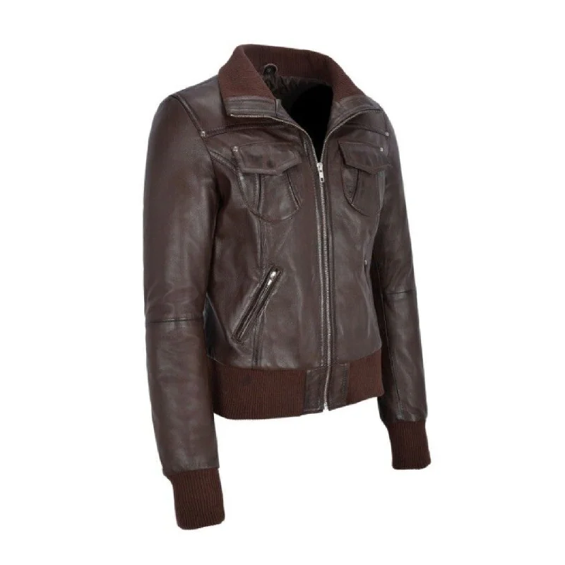 Women's Brown Lambskin Leather Jacket