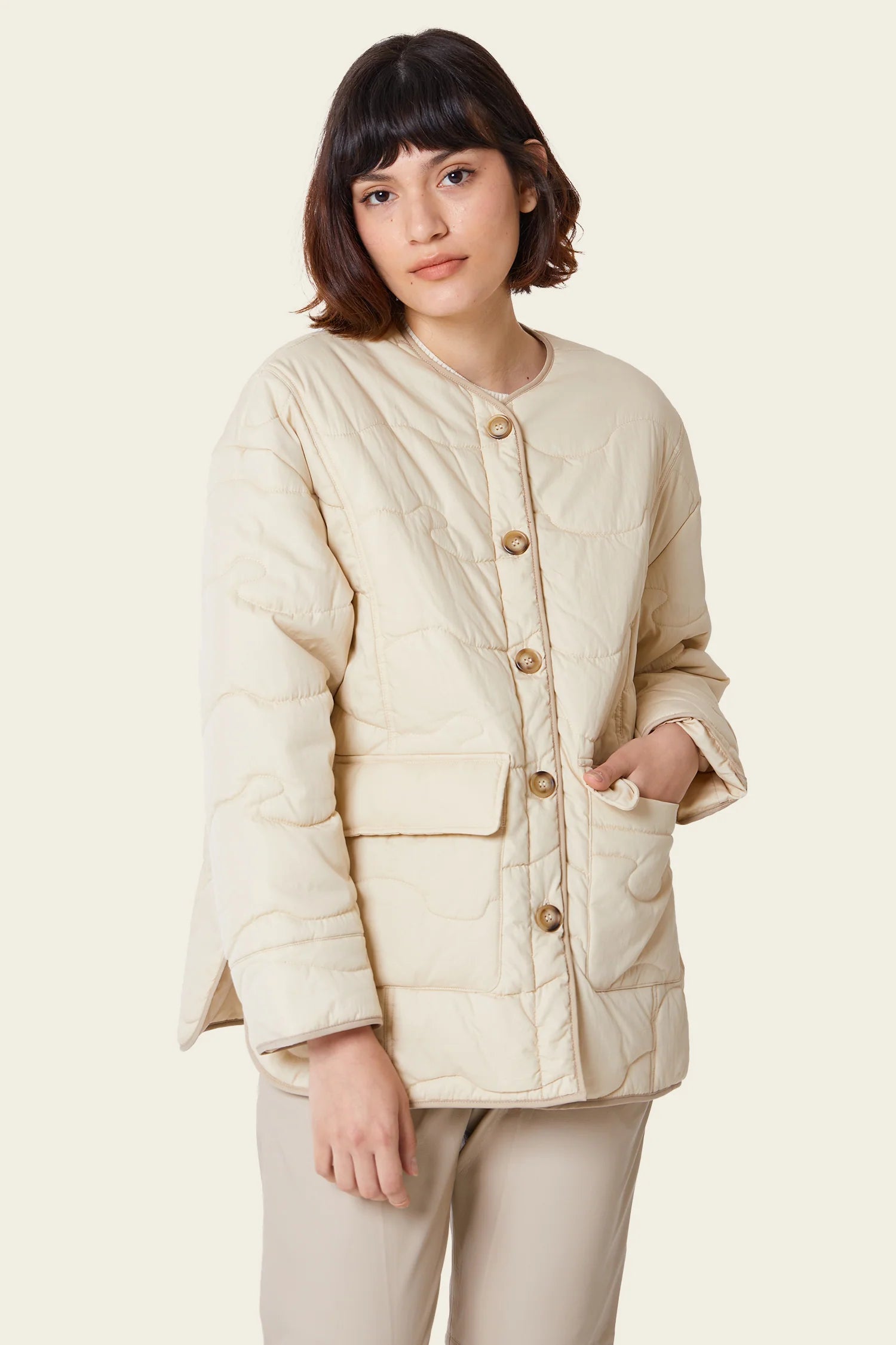 Warm Sand Mica Quilted Jacket